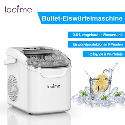 LOEFME Eiswürfelmaschine Eiswürfelbereiter Ice Maker 8 Eiswürfel in 6 min