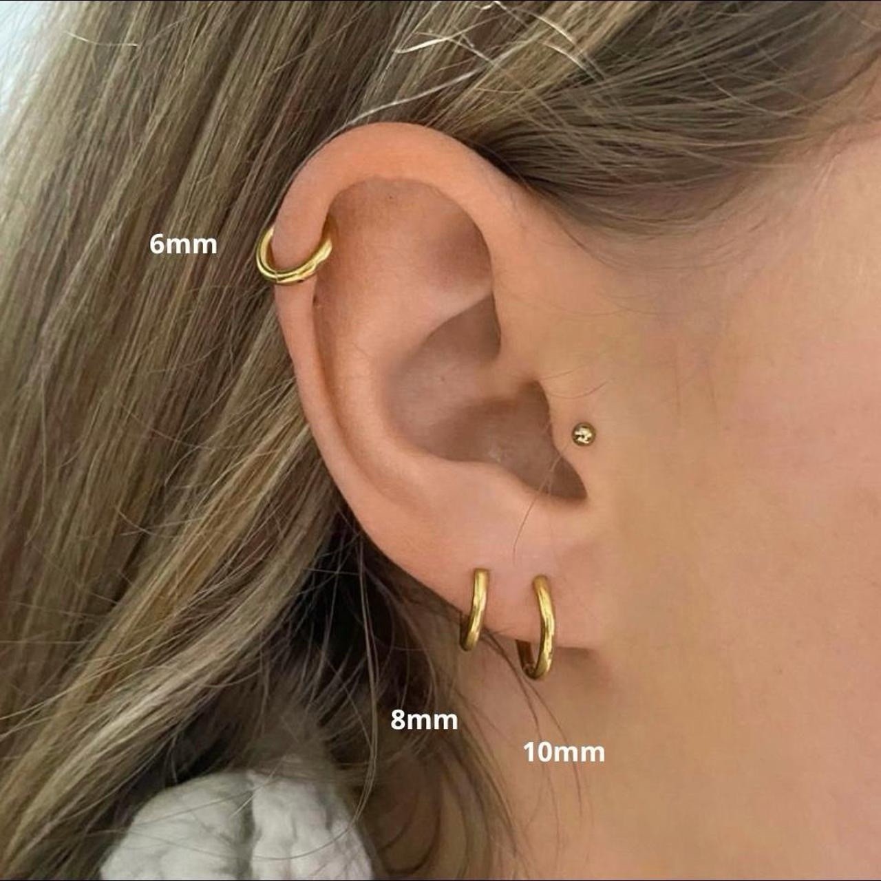 Gold & Silver Huggie Hoop Earrings | 6mm 8mm 10mm Sizes-image