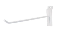SSWBasics 10 inch White Peg Hook for Slatwall - 50 Pack
