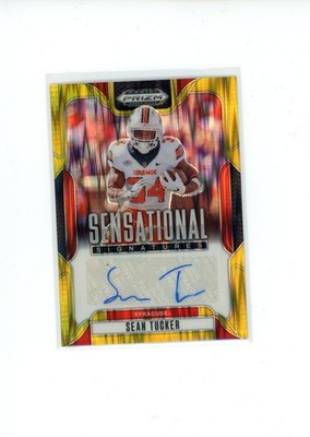2025 Prizm Draft Sean Tucker #SS-SNT Sensational Signatures Gold Flash Auto 4/5