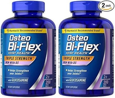2 Pack OSTEO BI-FLEX 200 tablets Triple Strength Glucosamine MSM D3 EXP 2028+