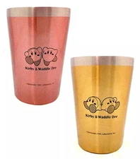 Kirby & Waddle Dee Mug Pair Pink & Orange Stainless Steel Kitchenware Used