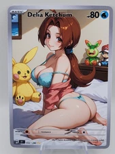 Delia Ketchum Waifu Full Art Custom Trading Card Fan Art Art Goddess ACG