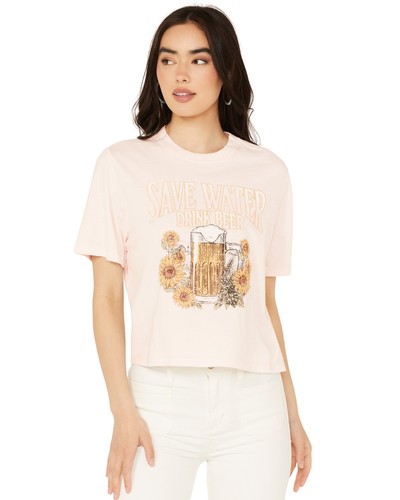 Cleo + Wolf Women's Save Water Boxy Graphic Tee - CLSU23K41