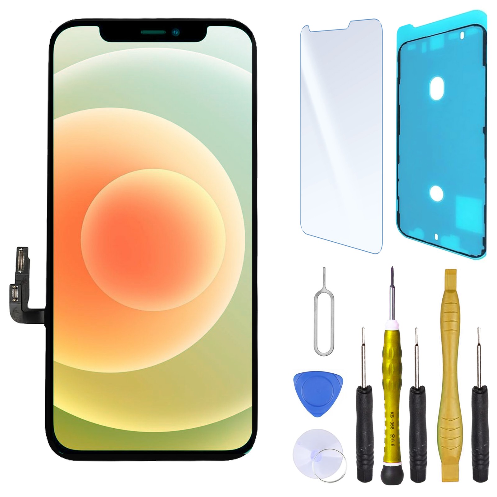 Réparer écran iPhone 12 brisé avec le kit outils et vitre de protection