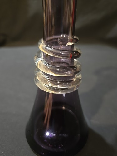 Vintage Amethyst Art Glass Vase w/Applied Spiral Hand Blown 8" - Picture 4 of 11