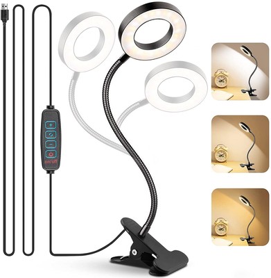 LED Desk Lampen Home Table Lamp 10Levels Adjustable Night Light+USB Port Schwarz