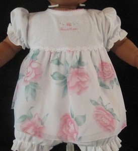Little Lindsay Short Sleeve White Dress with Pink Flowers Size 6-9 Months