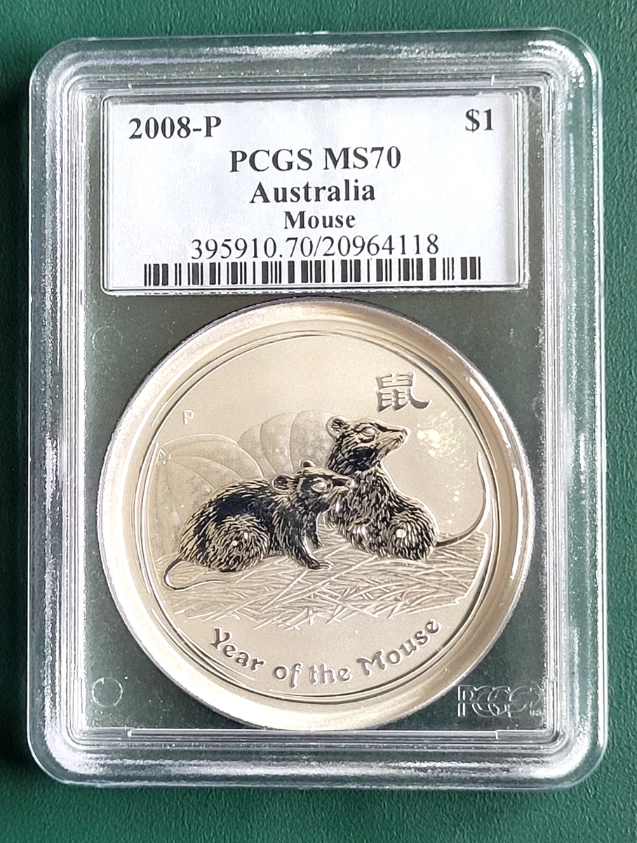 2008年 オーストラリア 1ドル 銀貨 ネズミ Australian Lunar 1 oz Precious Metal Content per Unit 2008 Silver