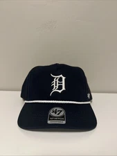 ‘47 Brand Detroit Tigers Hitch Rope Navy Blue White Snapback Adjustable Hat Cap