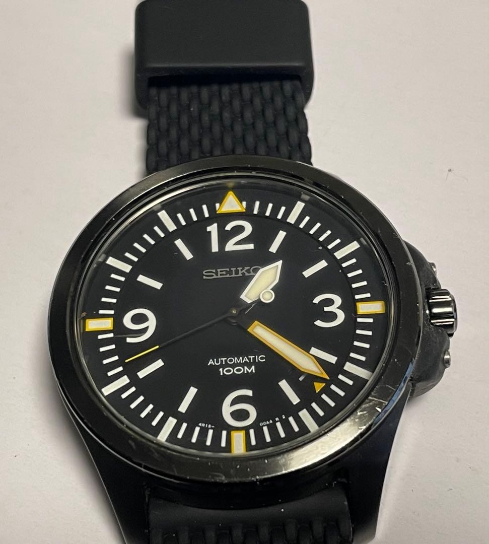 Seiko SRP029K1 Automatic Watch Black Dial 4R15 Mens 47mm 22mm