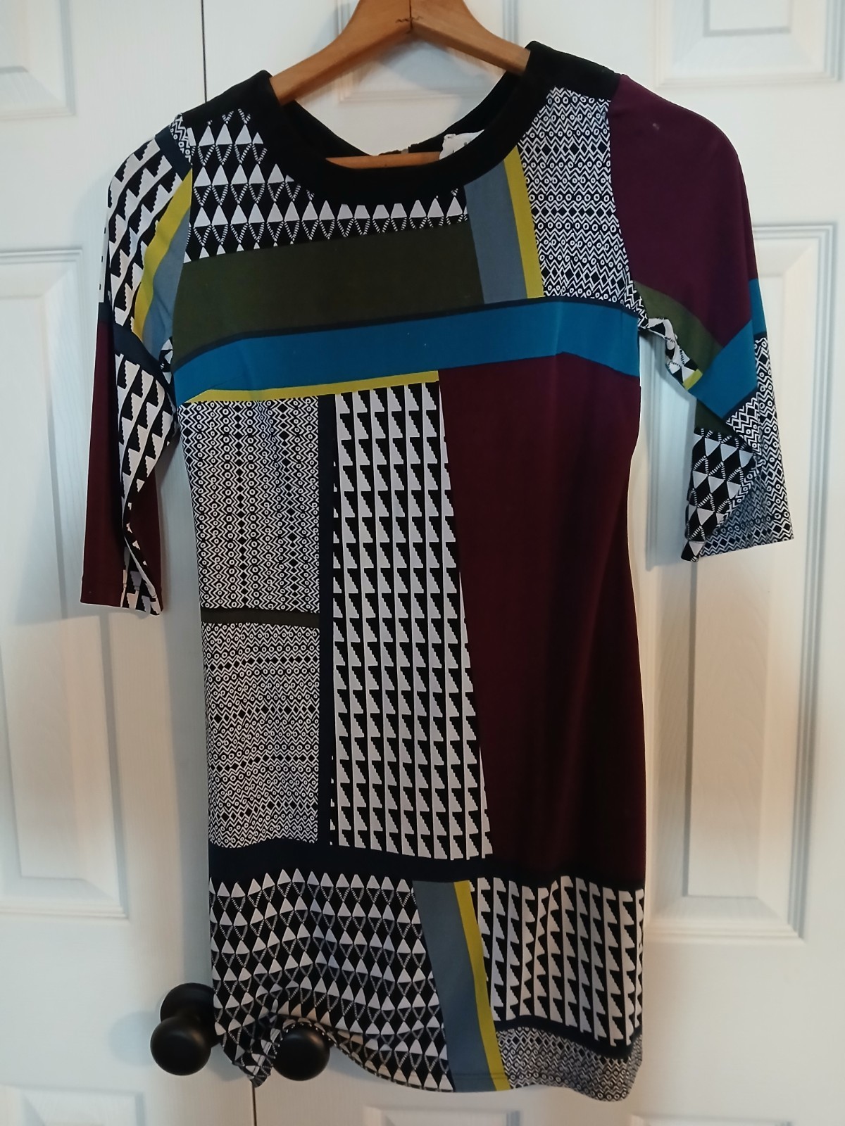 J. Taylor Mod Geometric Patchwork Sheath Dress Si… - image 1