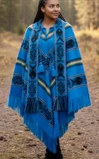 VTG Inca Imports 1970s Tribal Hippie Boho Festival Serape Wrap Poncho W/Scarf OS