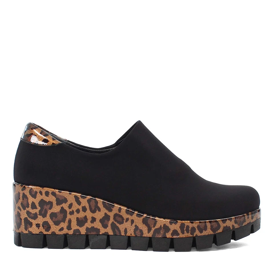 Damen Leder Schuhe Keilabsatz Schwarz Ohne Verschluss Sommer - Bild 4 von 4