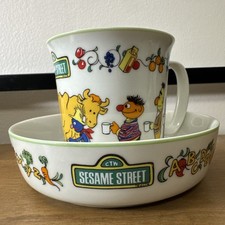 2 Piece Sesame Street Muppets Gorham Fine China Child's Cup Dish Set 1976