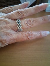 Ladies Floral Band Ring By DIAMONIQUE For QVC  Size  Q.