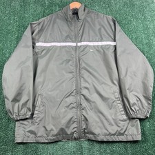 VTG Nike Side Swoosh Striped Full Zip Windbreaker Jacket Mens XL Olive Green 90s