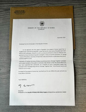 Coronavirus Letter Embassy of Korea London UK Enna Park December 2020 Pandemic