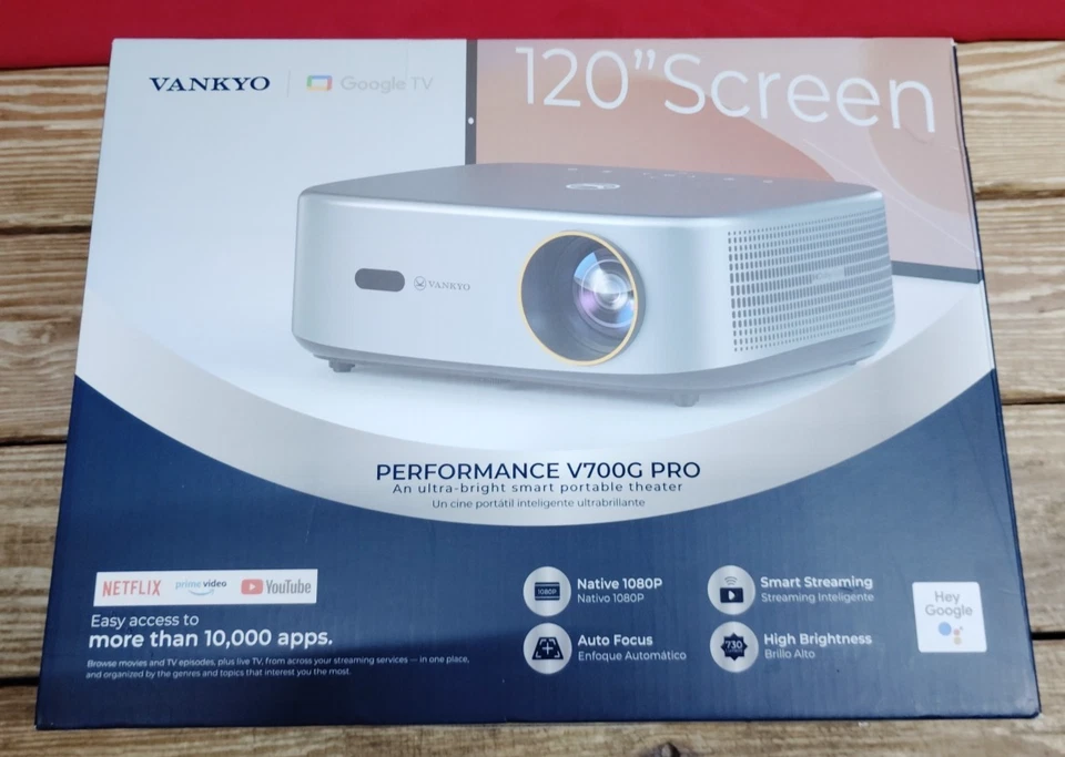 Vankyo V700G Pro 1080P Wireless WebOS Projector/Onn 120" Wall Screen-NEW-COMBO - Image 4 of 4