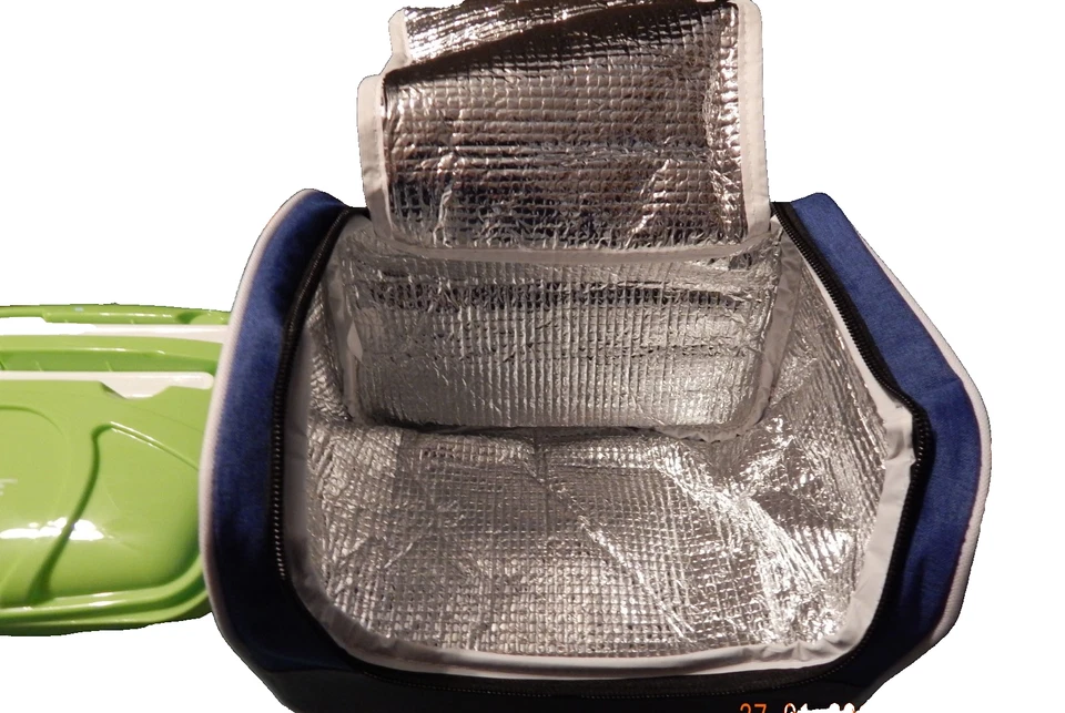 EN FORMA GIMNASIO REFRIGERADOR DE ALMUERZO CONTENEDOR DE ALIMENTOS DE PLÁSTICO CON UTENSILIOS BOLSA DE ALMUERZO NUEVO Foto 3 de 4