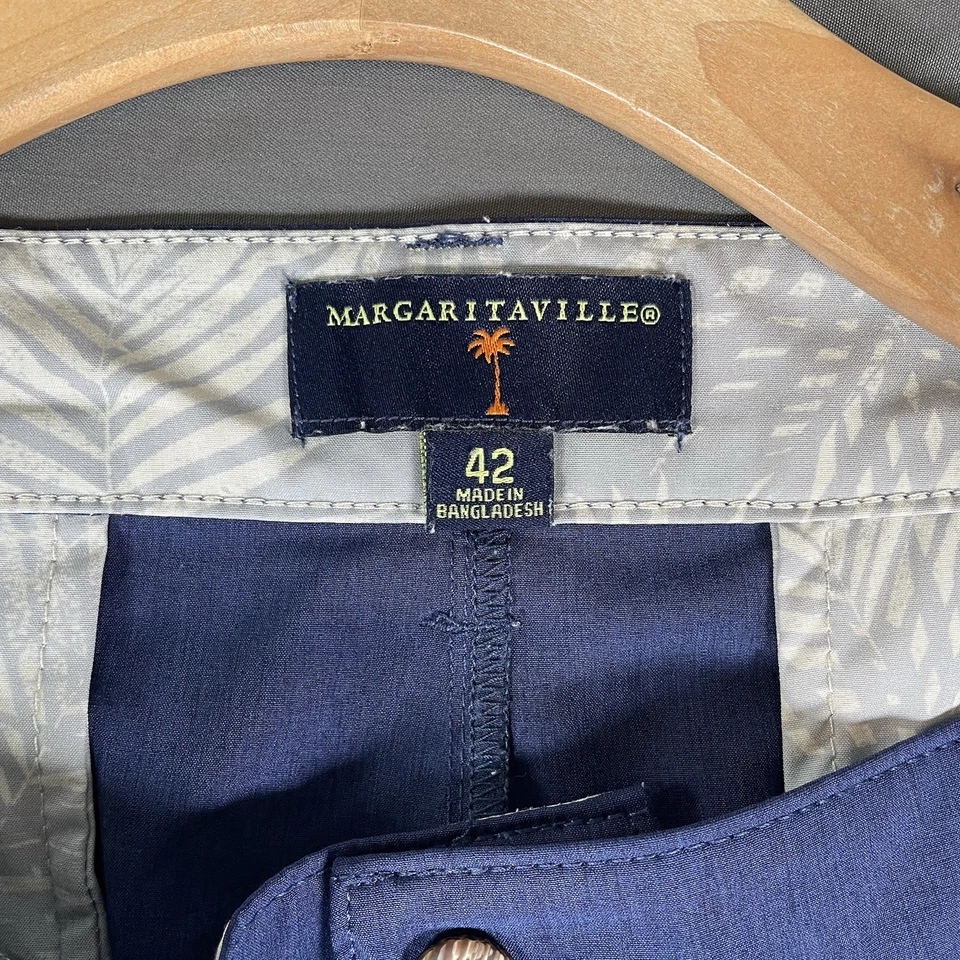 Pantalones Cortos Chinos Margaritaville Para Hombre Talla 42 Azul Marino Elastizados Playa Golf Preppy Foto 2 de 4