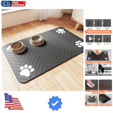 Pet Feeding Mat-Absorbent Pet Placemat for Food and Water Bowl, with Waterpro...