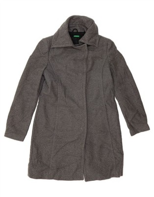 BENETTON Damen Mantel IT 44 mittelgrau Wolle GL03
