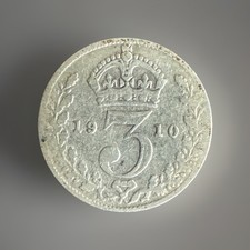 Great Britain 1910 - 3 Pence / Threepence - King Edward VII .925 Silver Coin