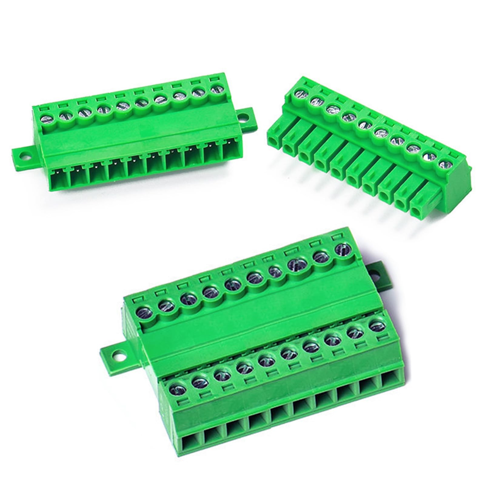 2 Set 10 Pin 3.81mm Pitch Panel Mount Pluggable Screw Terminal Blocks Plug