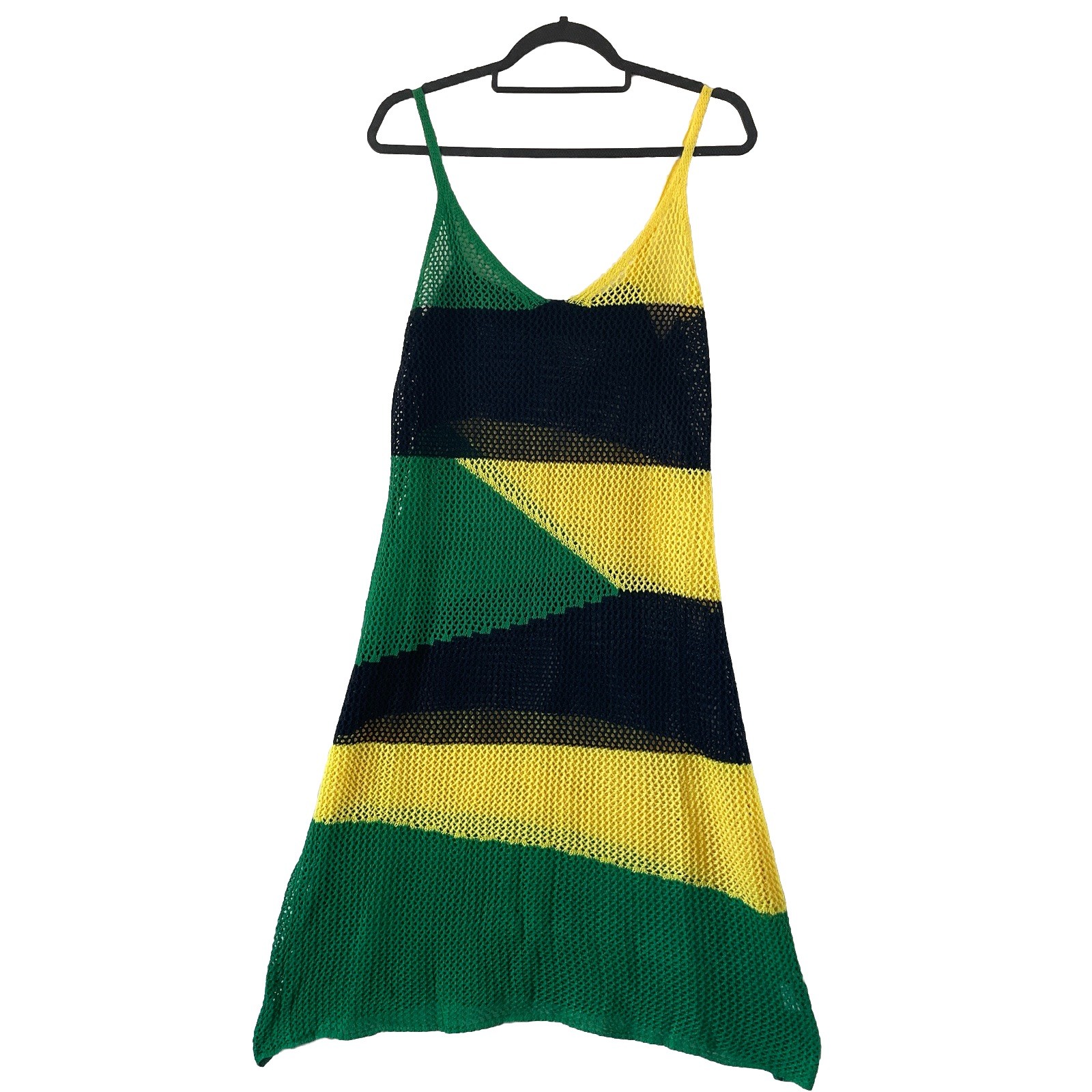 Vibrant Striped Crochet Mesh Beach Cover-Up - UK 12-14 (Labelled 1XL)