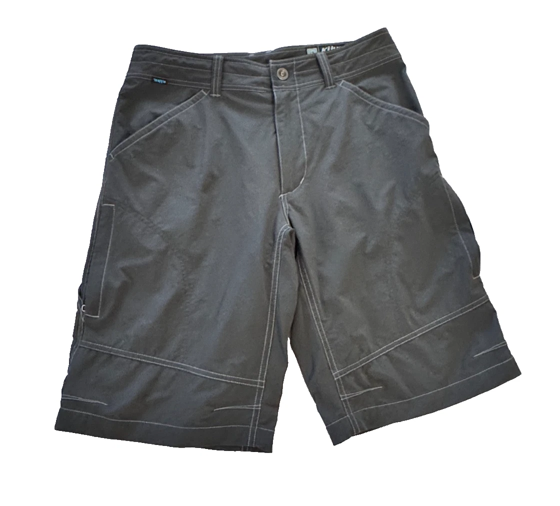 Kuhl Men's Nylon Hiking Cargo Shorts Pockets Charcoal Mens 32 Utility Trail Swim