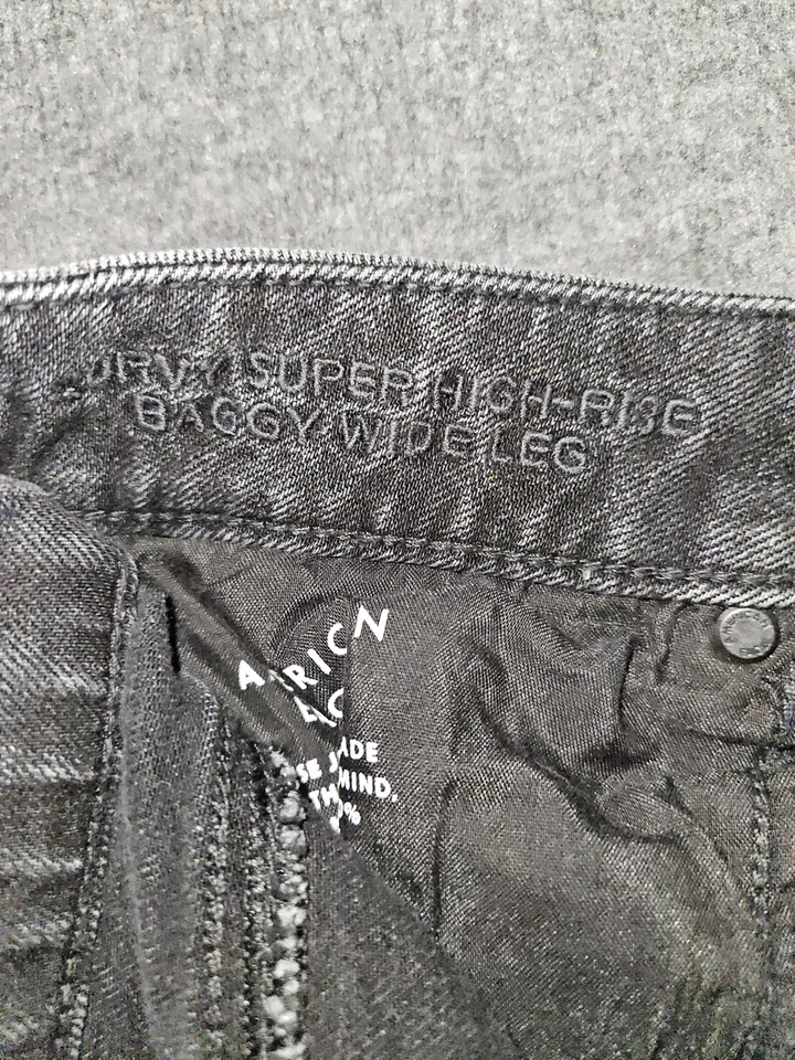 American Eagle Baggy Wide Leg Jeans Women's 10 Curvy Super High Rise Y2K - Image 3 of 4