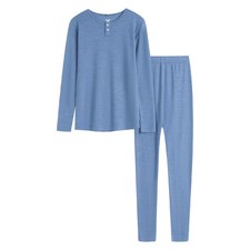 Unisex Kids Merino Wool Base Layer Set Midweight 220gsm Kids Thermal Underwea...