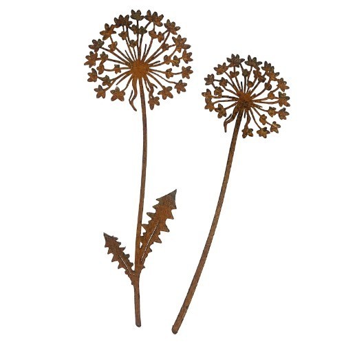 Dekorative Gartenstecker Rost Dandelion 2Er Set Metall Rost Deko Wetterfest...-image