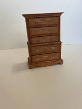 vintage miniature dresser, victorian style, wooden, 1:12 scale, 1980s
