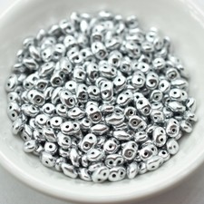 2x5mm SuperDuo Beads Crystal Full Labrador SIlver 10 grams Czech Glass