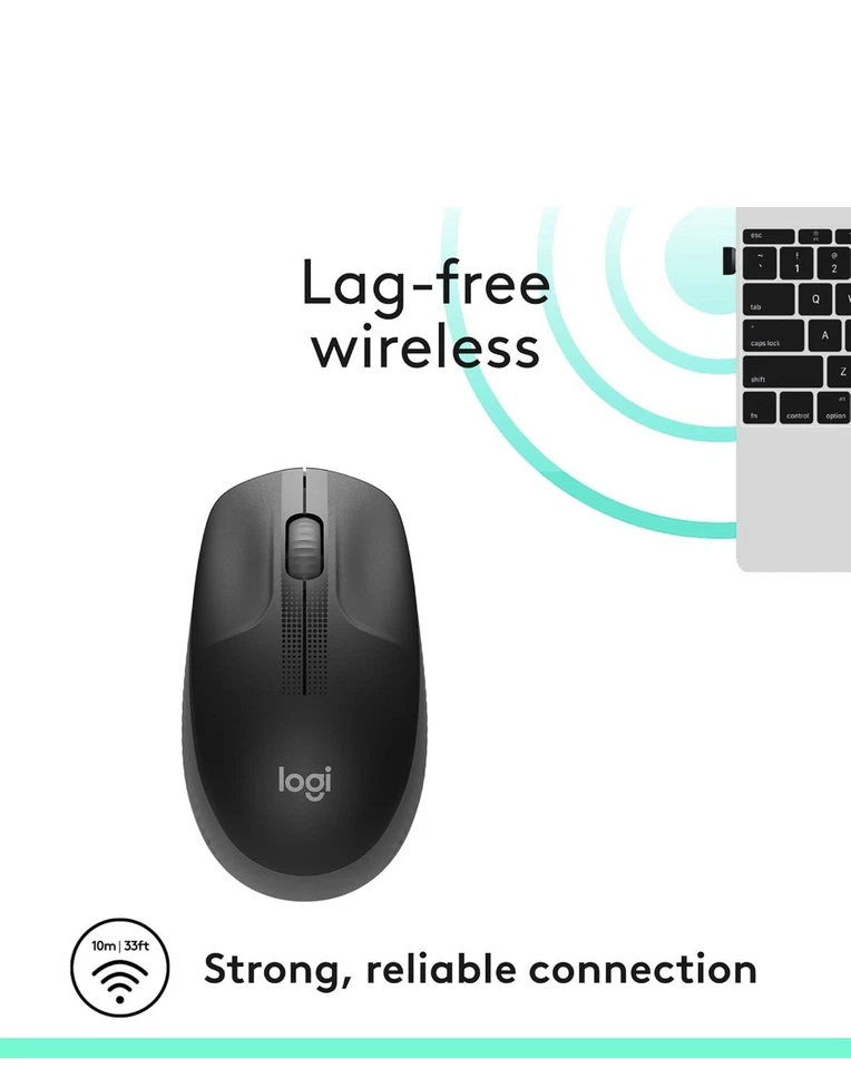 Logitech M190 Wireless Mouse Full Size Comfort Curve Design 1000Dpi Charcoal - Image 4 of 4