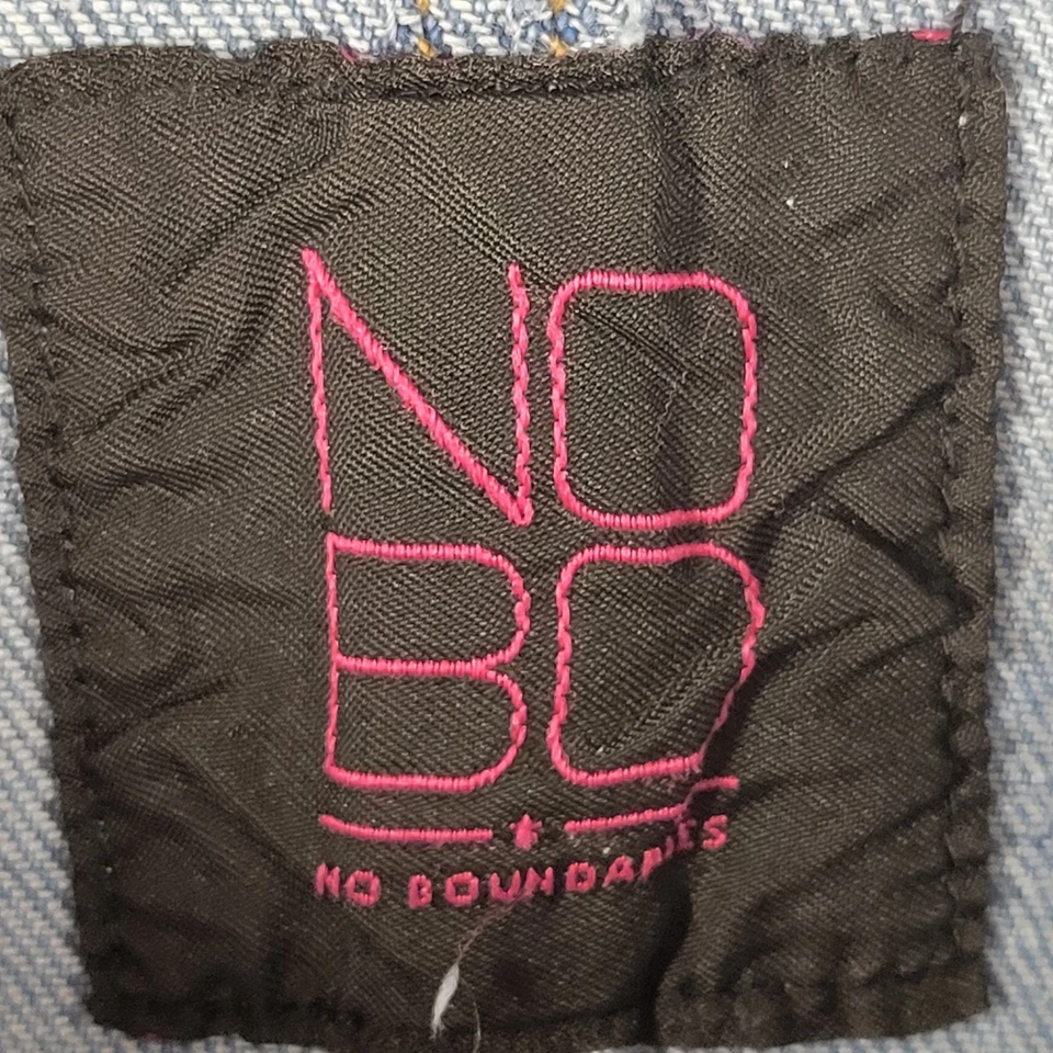 Mono corto de mezclilla a cuadros No Boundaries para niños 11-13 azul algodón dobladillo crudo Foto 2 de 4