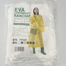 EVA Lightweight Waterproof Hooded Raincoat Yellow Women One Size Long Snap