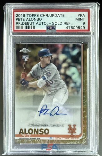 2019 Topps Chrome Update Pete Alonso #PA Gold Refractor Autograph /50 PSA 9