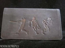 MENS BLACK LEATHER CHECKBOOK COVER~SPORTS~NWOT