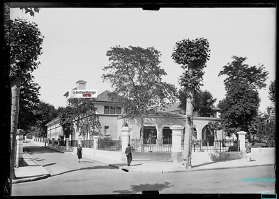 Glasplatte altes Foto Negativ schwarz-weiß 13x18 cm Vichy Stadt Frankreich