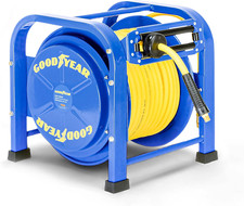 Heavy Duty 100ft Retractable Air Hose Reel, 300 PSI, Portable Steel Design
