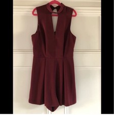 Topshop burgundy with blk lace insert romper size US4 with a back zip and button