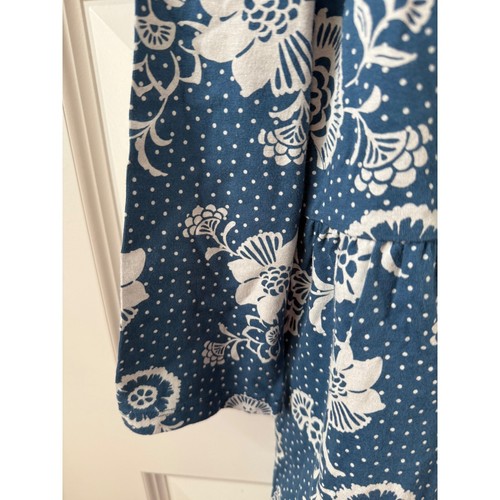 Tea Collection Skirted Dress Long Sleeve Floral & Dots Blue Size 12 - Picture 5 of 7