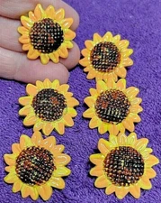 +Sunflower Seed Garden Party Thumb Tacks Push Pins Large - 6pc Set - Unique!