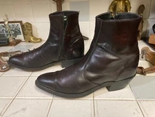 LAREDO WINE LEATHER ZIP UP BEATLE HIPSTER SATURDAY DISCO FEVER BOOTS 8 D USA