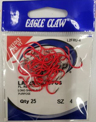 Eagle Claw Lazer Sharp Painted Octopus Hook Needle Point Red 25/pack CHOOSE SIZE