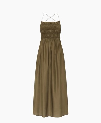 knee length dresses for ladies CROSSBACK LINEN DRESS