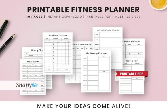 Printable Health and Fitness Planner Bundle, Fitness Journal, Diet, Workout  | eBay